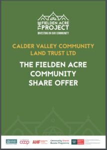 Calder Valley CLT Fielden Acre Share Offer document cover, Todmorden