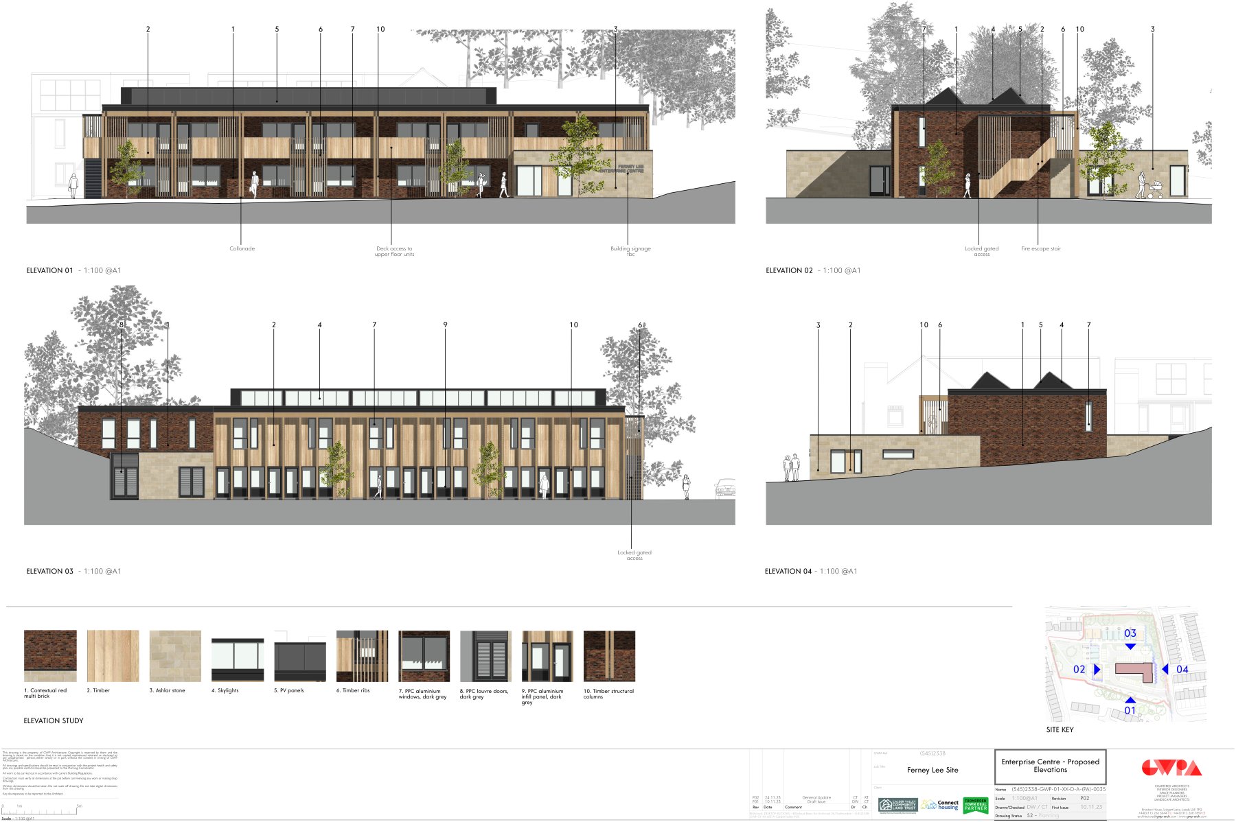 2023-11-28-(545)2338-GWP-01-XX-D-A-(PA)-0035_Enterprise-Centre---Proposed-Elevations--P02